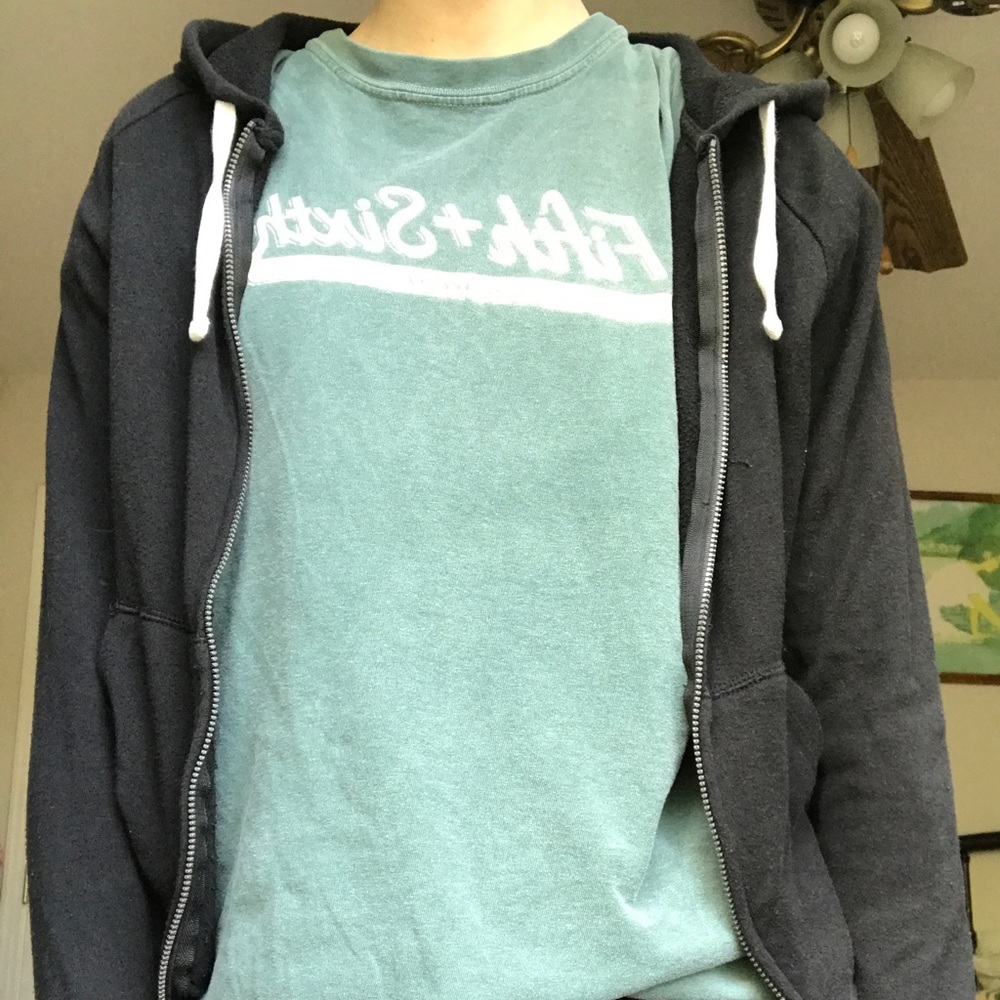 black zip up hoodie